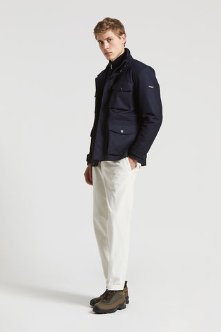 Pure wool technical flannel field jacket