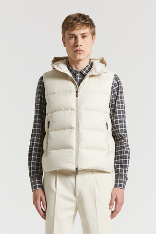 Hooded down-padded vest