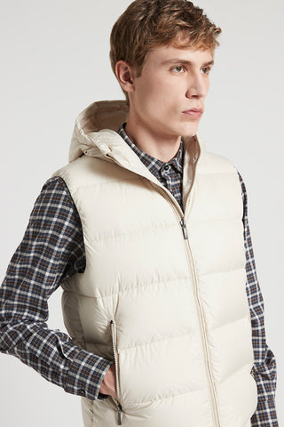 Hooded down-padded vest
