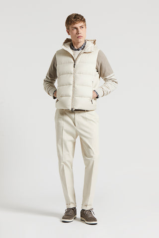Hooded down-padded vest