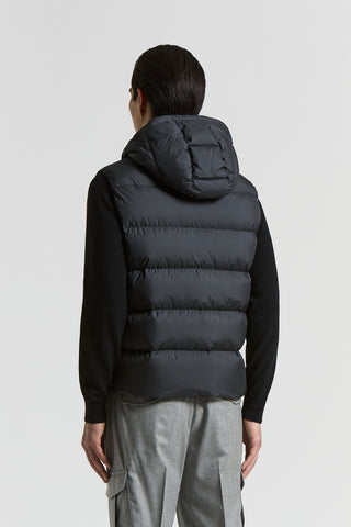 Hooded down-padded vest