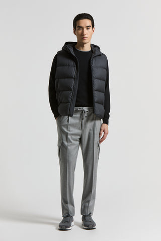 Hooded down-padded vest