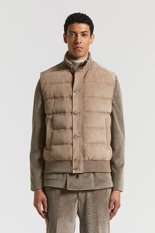Bi-material suede vest