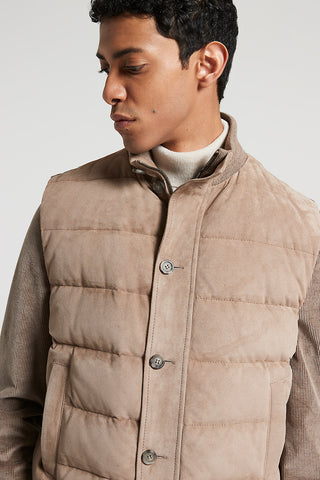 Bi-material suede vest