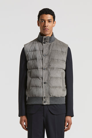 Bi-material suede vest