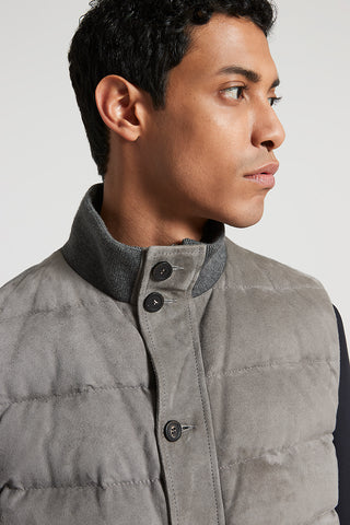 Bi-material suede vest