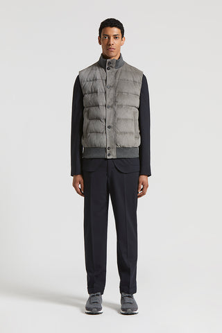 Bi-material suede vest