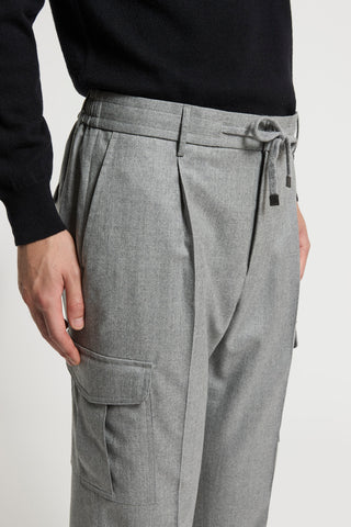 Wool flannel cargo trousers