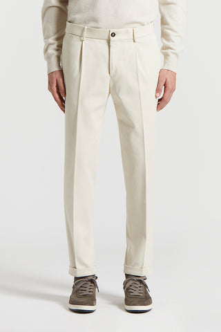 Cotton gabardine trousers with darts