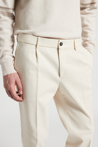 Cotton gabardine trousers with darts