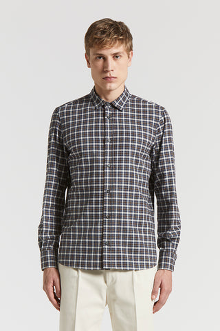 Chequered cotton flannel shirt