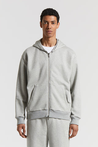 Brushed cotton melange hooded sweatshirt