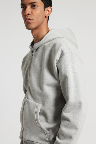 Brushed cotton melange hooded sweatshirt