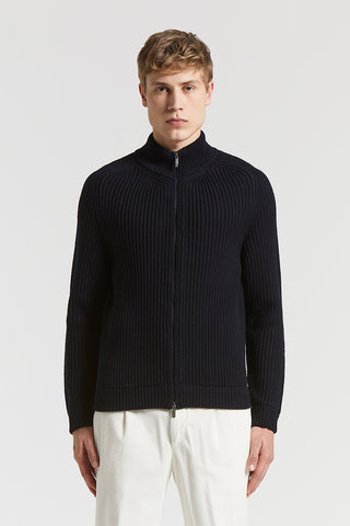 Full-zip extra-fine merino wool sweater