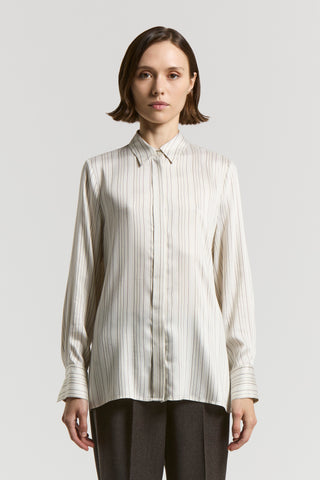 Striped silk/viscose satin shirt