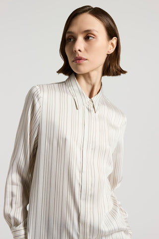 Striped silk/viscose satin shirt