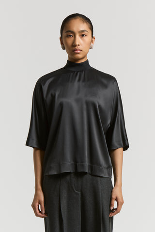 Stretch silk satin T-shirt