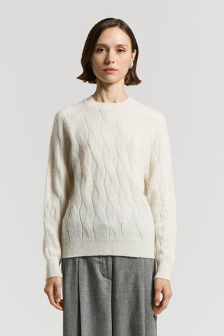 Alpaca cable-knit sweater with sequins