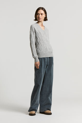 Alpaca V-neck sweater with sequins