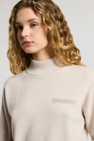 Turtleneck wool, silk and cashmere sweater