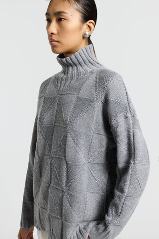 Inlaid sweater with lurex and sequins