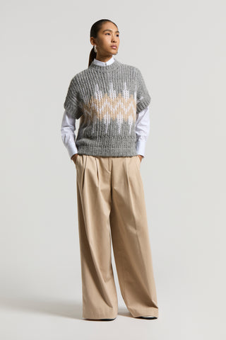 Sleeveless alpaca-blend sweater with Norwegian design