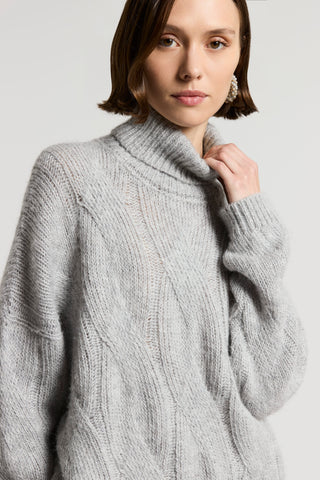 Alpaca cable-knit sweater with sequins