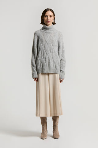 Alpaca cable-knit sweater with sequins