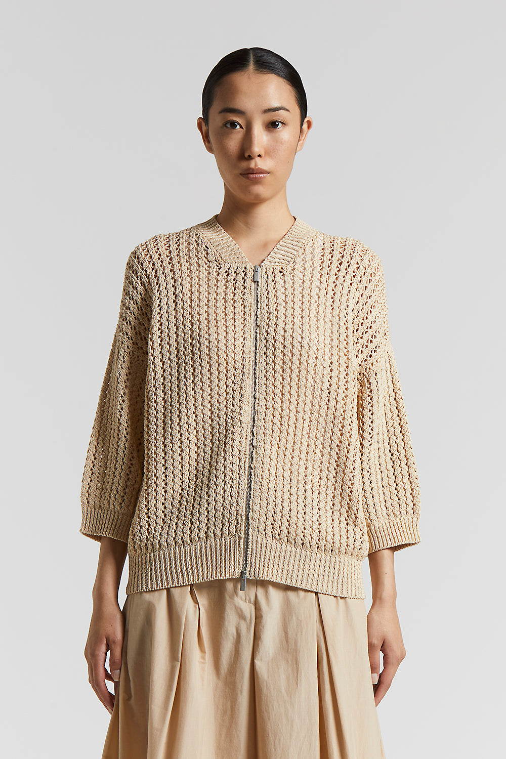 Peserico コットンジャケット 42 Pure cotton cordonnet bomber jacket with sequins | Peserico