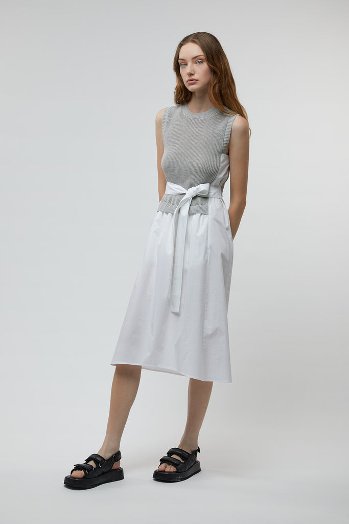 Dress in linen and cotton sateen  