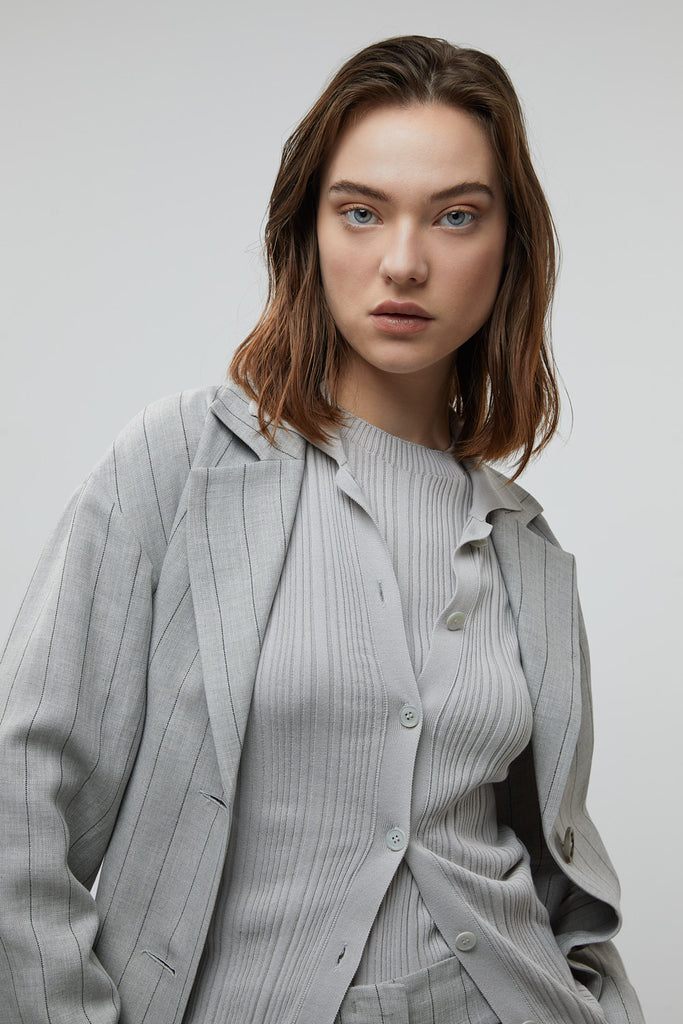 Single-breasted blazer in linen, viscose and lurex  