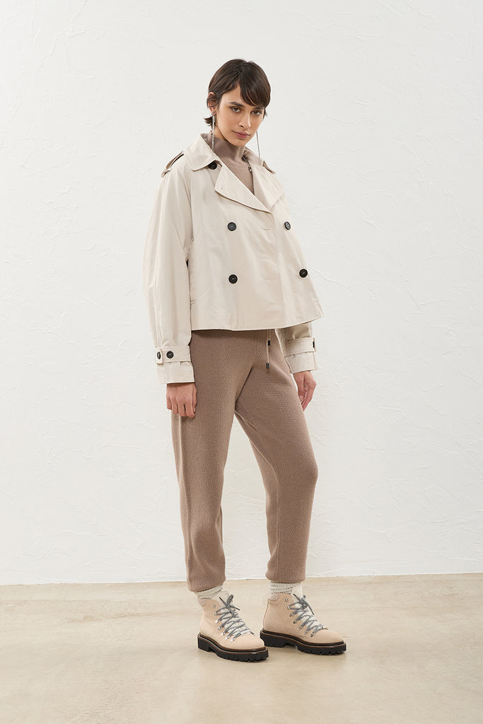 Cropped trench in WR peachskin cotton  