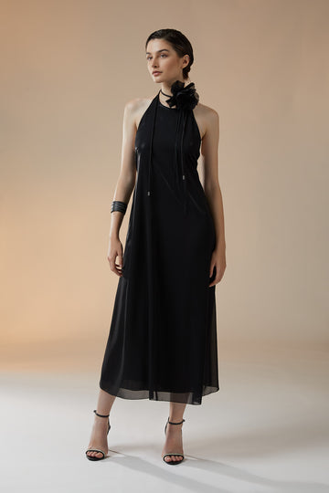 Long light laminated chiffon dress  