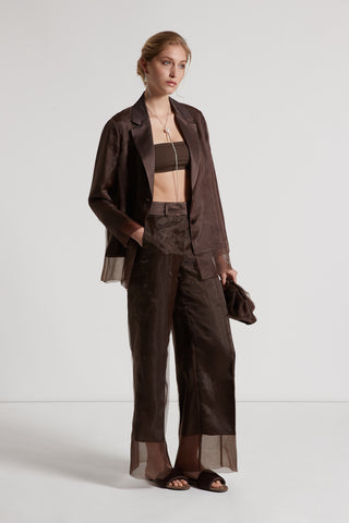 Organza and satin doubled trousers