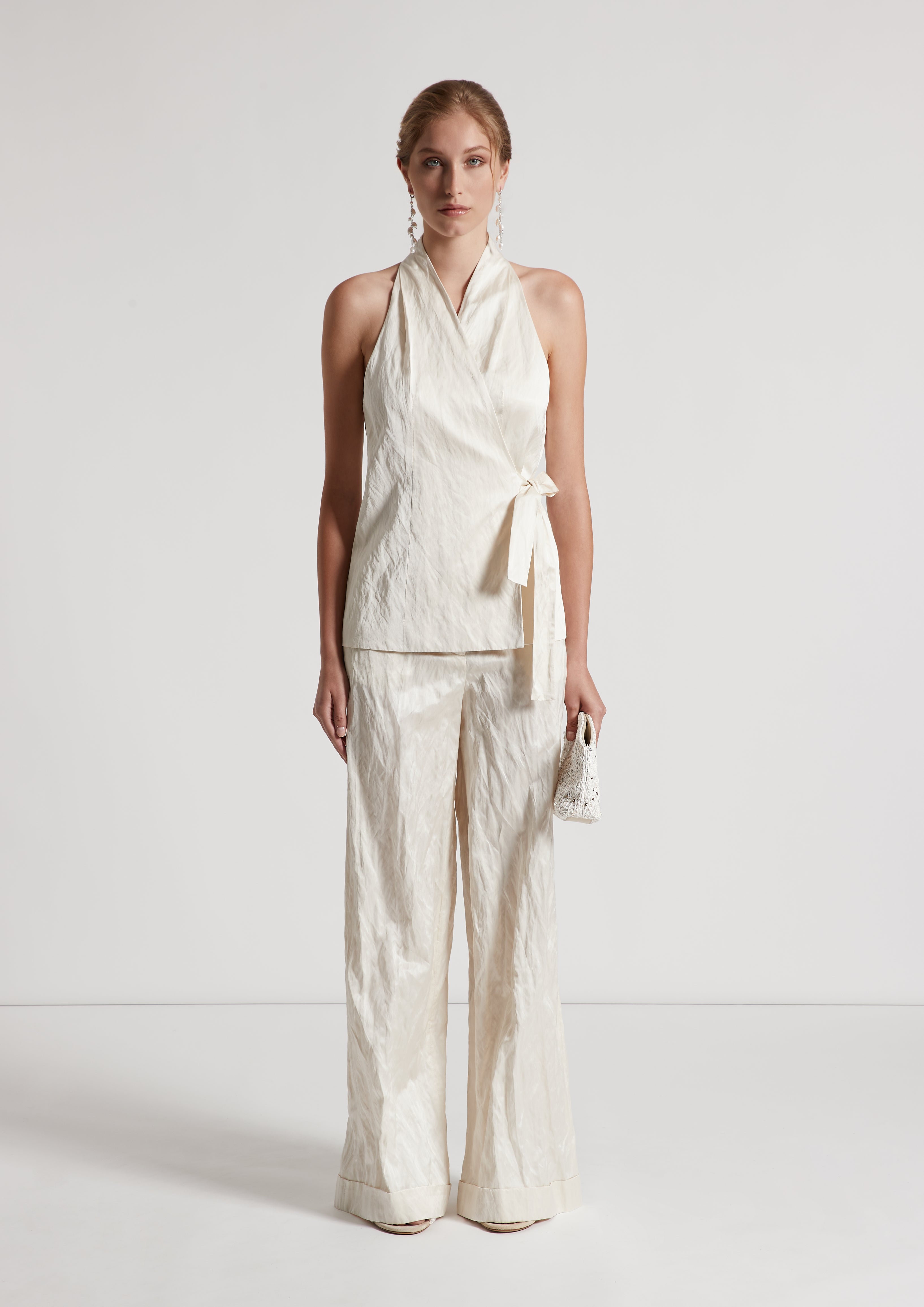 Linen cotton crushed satin waistcoat | Peserico