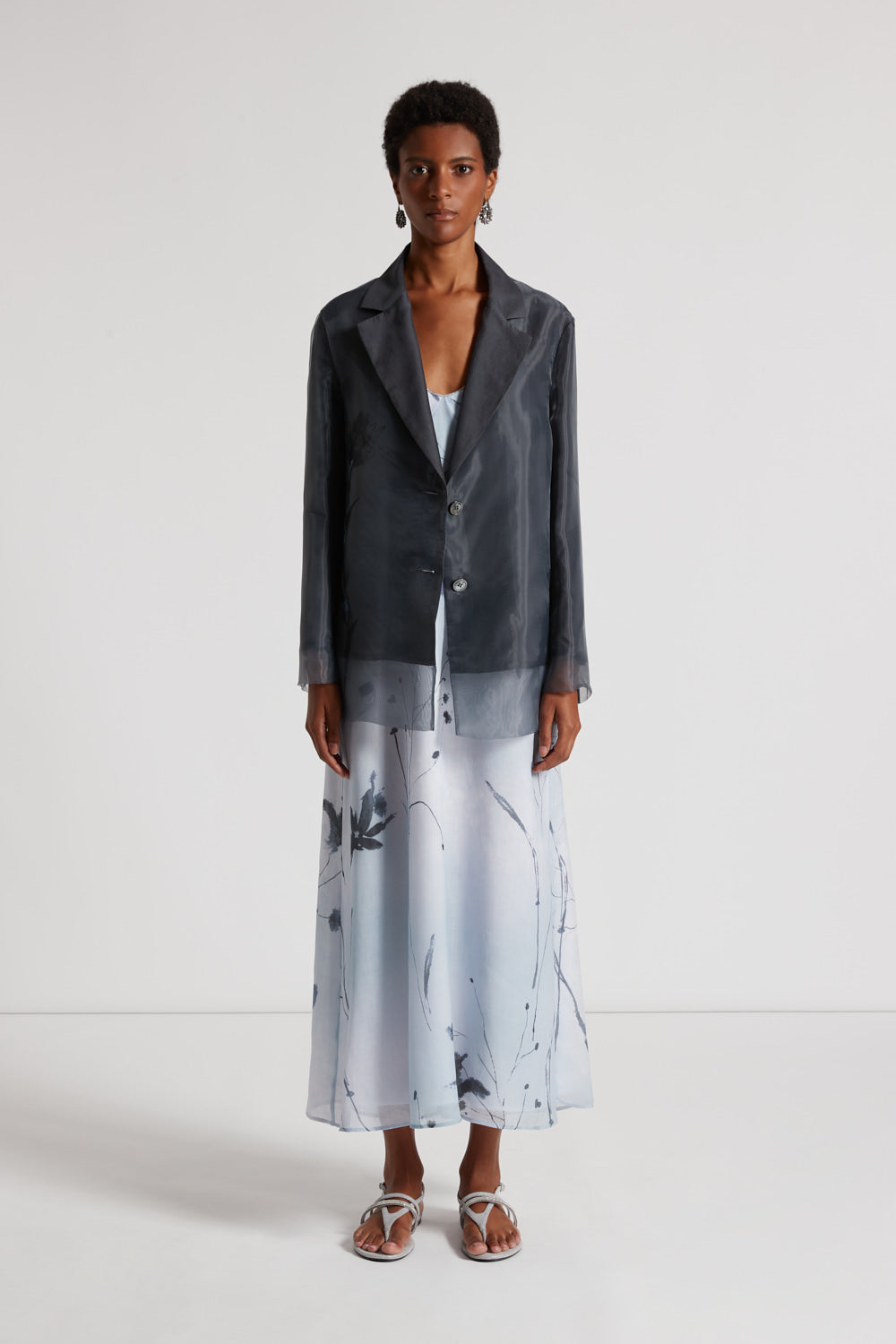 Single-breasted blazer in silk, cotton and organza | Peserico