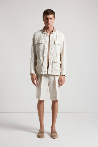 Pure linen Bermuda shorts