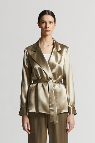 Shiny viscose satin blazer