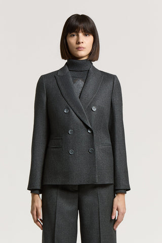 Blazer croisé en laine et Lurex