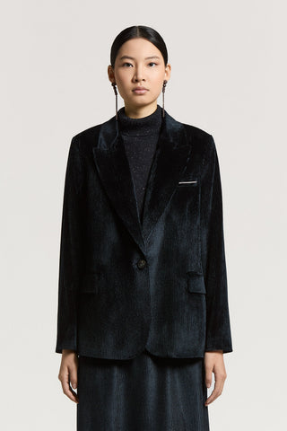 Velvet single-breasted blazer