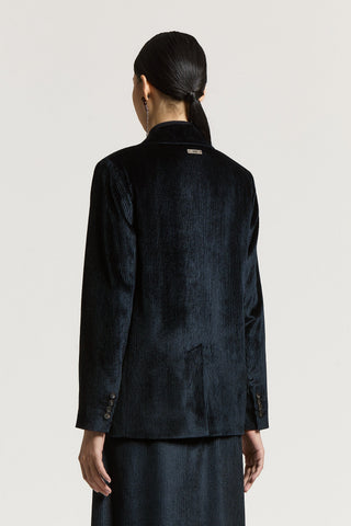 Velvet single-breasted blazer