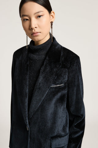 Velvet single-breasted blazer