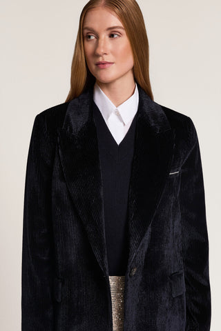 Velvet single-breasted blazer