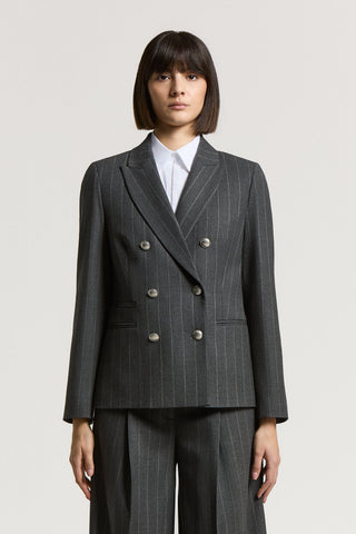 Wool pinstripe double-breasted blazer