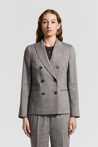 Double-breasted wool and linen blazer