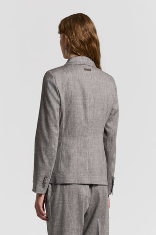 Double-breasted wool and linen blazer