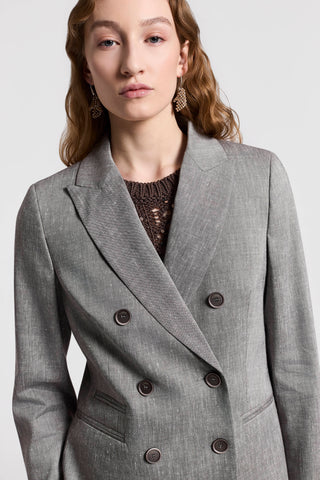Double-breasted wool and linen blazer