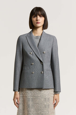 Blazer croisé en laine et viscose