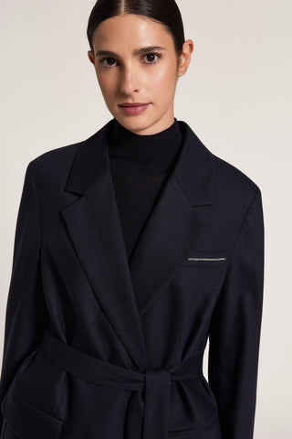 Wool and cashmere blazer with belt