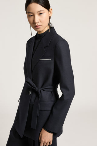 Wool and cashmere blazer with belt